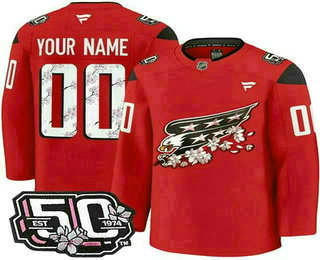 Mens Washington Capitals Customized Red 50th Anniversary Authentic Jersey